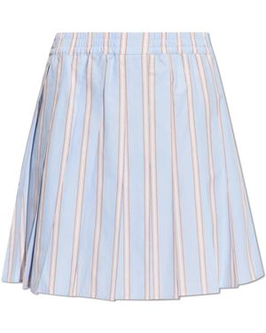 Lacoste Poplin Short Striped Pleated Skirt - Blauw