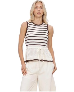 Y.A.S Tops ,Veelkleurig ,Leer Tops & T-Shirts Yasannie Sl Knit Top S - Wit