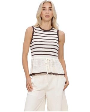 Y.A.S Tops ,Veelkleurig ,Leer Tops & T-Shirts Yasannie Sl Knit Top S - Wit