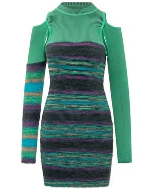ANDERSSON BELL Kleedjes ,Veelkleurig ,Groene Mini Jurk Met Stijlvolle Uitsparingen En Gestreept Patroon