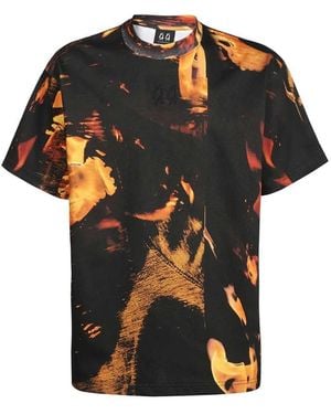44 Label Group Bedrucktes Baumwoll-T-Shirt Mit Logo - Schwarz