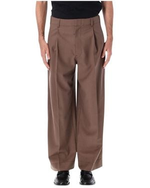 Lemaire Broeken ,Bruin ,Katoen Single Pleat Tailored Pants