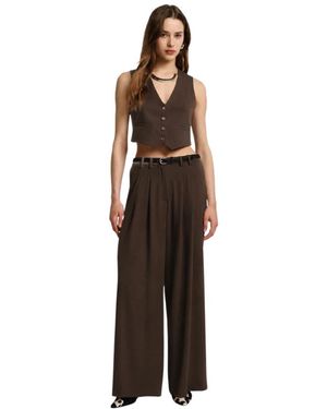 Please Broeken ,Bruin ,Palazzo Broek Met Hoge Taille