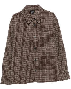 A.P.C. Overhemden ,Bruin ,Geruite Overhemd