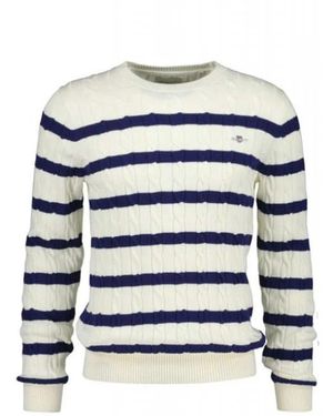 GANT Truien & Vesten ,Wit ,Katoen Cotton Cable Knit Crew Neck Sweater - Blauw