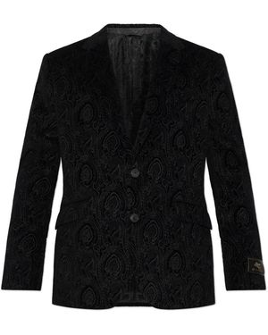 Etro Jassen ,Zwart ,Katoen Blazer Met Enkele Split