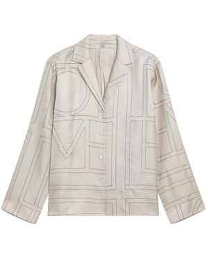 TOTEME Overhemden ,Wit ,Monogram Silk Pj Top - Grijs