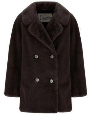 Herno Jassen ,Bruin ,Katoen Double-Breasted Jas - Zwart