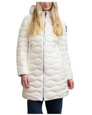 Blauer Lange Dons Parka - Wit