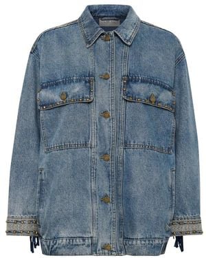 Cream Denim Jackets - Blue