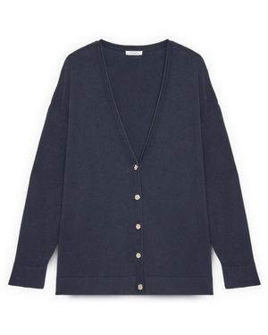 FIORELLA RUBINO Truien & Vesten ,Blauw ,Nylon Vest Met V-Hals En Knopen