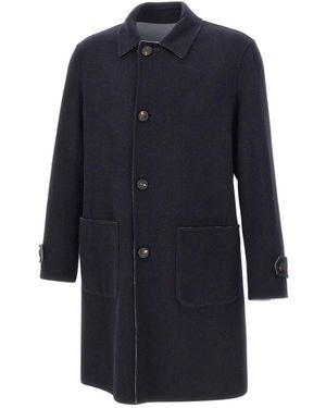 Eleventy Jassen ,Blauw ,Wol Reversible Wollen Jas