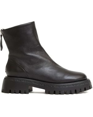 Halmanera Stivaletto Pelle Nera Cerniera Dientro - Schwarz