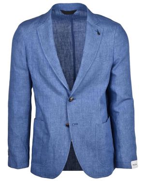 Paoloni Jassen ,Blauw ,Leer Giacca Stondata