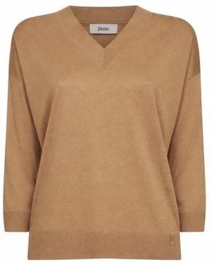 Herno V-Neck Knitwear - Natural