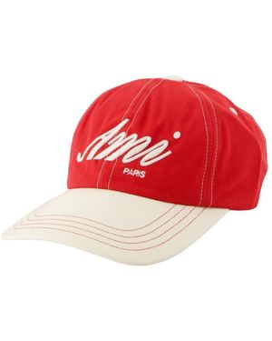 Ami Paris Baumwollkappe Mit Stickerei - Rot