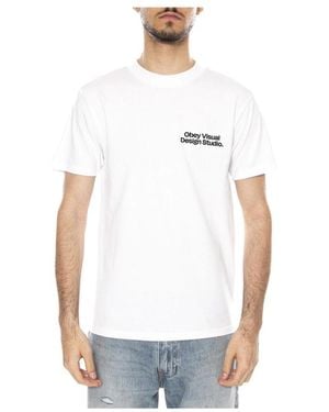 Obey Tops ,Wit ,Katoen Visual Design Studio Graphic T-Shirt