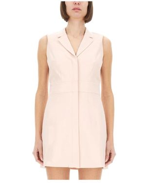 Theory Kleedjes ,Roze ,Leer V-Neck Jurk