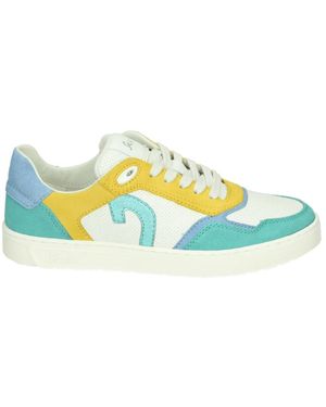Sioux Schoenen ,Veelkleurig ,Leer Sportieve Lage Damesschoenen Wit Patroon - Blauw