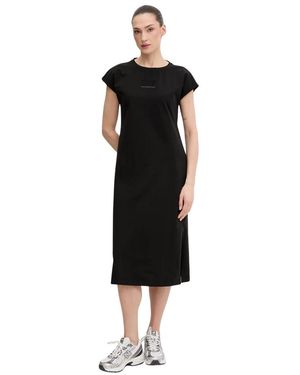 EA7 Logo Series Stretch Jersey Kleid - Schwarz