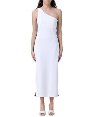 EA7 Logo Series One-Shoulder Midi Jurk - Wit