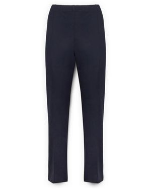 Elena Miro Viscose Blend Slim Broeken - Blauw