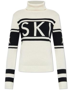 Perfect Moment Truien & Vesten ,Wit ,Wol Schild Sweater - Zwart