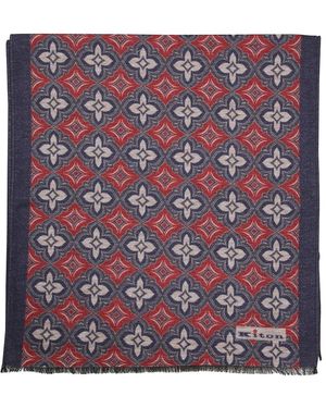 Kiton Kaschmirschal Blau Geometrisches Abstraktes Thema - Lila