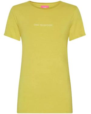 One Teaspoon Tops ,Geel ,Geel Logo T-Shirt Ronde Hals