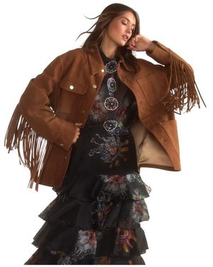Cynthia Rowley Jassen ,Bruin ,Westward Fringe Suede Jacket