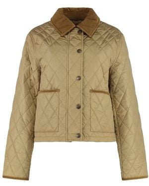 Burberry Gepolsterte Snap-Jacke Mit Cordkragen - Grün