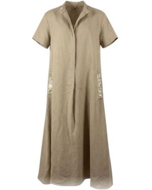 Antonelli Kleedjes ,Pailletten Maxi Jurk Met Pailletten - Naturel