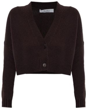Max Mara Truien & Vesten ,Bruin ,Wol Platani Wol Cardigan - Zwart