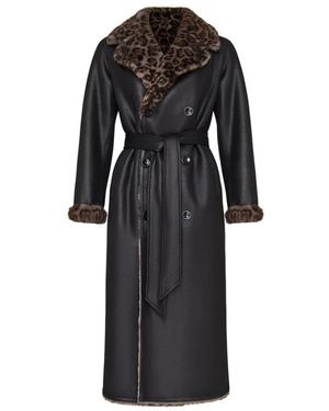 CESARE GASPARI Wendbarer fake animal print shearling tel lang - Schwarz