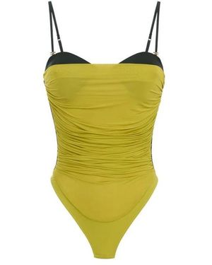 Elisabetta Franchi Stretch Jersey Bodysuit Met Draperie - Groen