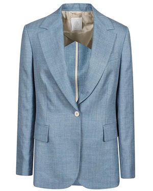 Eleventy Jassen ,Blauw ,Wol Blazer Met Knoop En Klepzakken