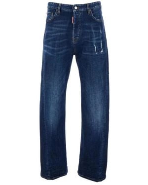 DSquared² Jeans ,Blauw ,Katoen Jeans Met Rechte Pijpen En Distressed Details