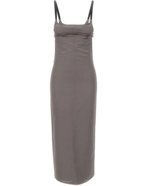 The Attico Kleedjes ,Grijs ,Satijn Satijnen Midi Jurk