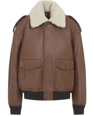 Saint Laurent Leather Jackets - Marrón