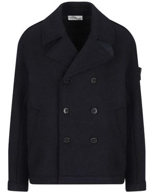 Stone Island Double-Breasted Coats - Blue