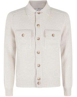Gran Sasso Truien & Vesten ,Wol Bottoni Lana Geelone Cardigan - Wit