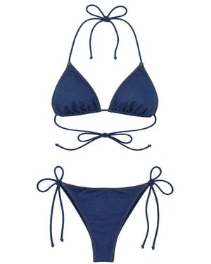 MC2 Saint Barth Badmode ,Blauw ,Denim Tweedelige Bikini Met Denim-Effect