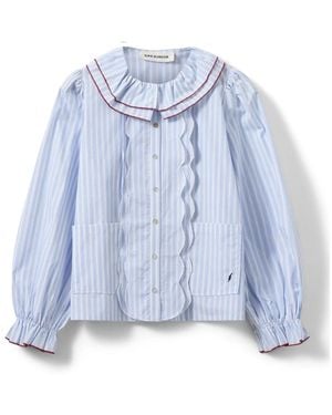 Sofie Schnoor Blau gestreiftes shirt mit puffärmeln