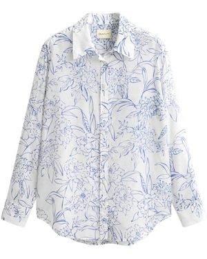 GANT Lange Mouwen Zijde Blouse - Blauw