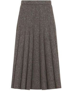 Brunello Cucinelli Rokken ,Bruin ,Wol Donegal Plissé Rok - Grijs