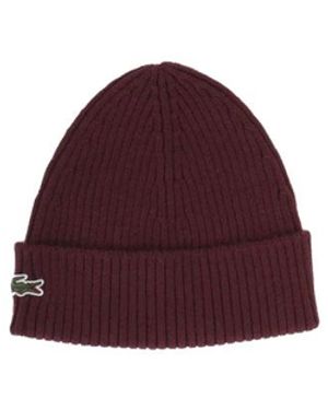 Lacoste Accessoires ,Rood ,Wol Wollen Muts Met Logo Op De Voorkant
