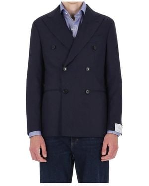 Caruso Kostuums ,Blauw ,Wol Zelander Double-Breasted Jas