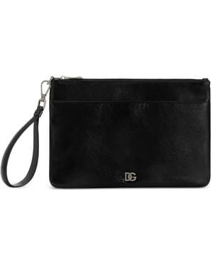 Dolce & Gabbana Tassen ,Zwart ,Leer Tempesta Kalfsleren Necessaire