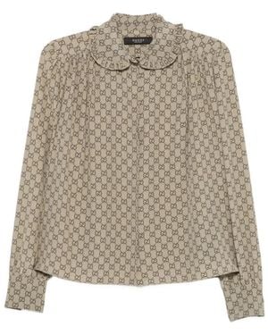 Gucci Overhemden ,Zijden Twill Blouse - Naturel