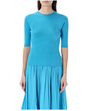 Lanvin Jersey De Manga Corta Con Botones De Flores, Mujer, Talla - Azul